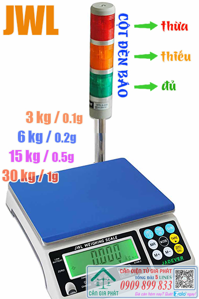 Cân điện tử Jadever JWL 30kg gắn đèn 3 màu xanh đỏ vàng