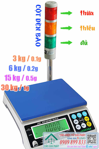 Cân điện tử JWL 3kg 6kg 15kg 30kg & đèn báo thiếu đủ thừa