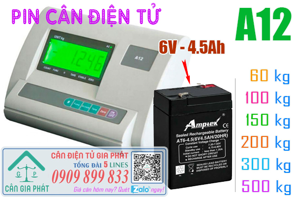 Pin cân điện tử A12 60kg 100kg 150kg 200kg 300kg 500kg