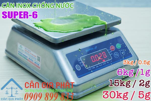 Cân điện tử inox chống nước Super-6 3kg 6kg 15kg 30kg