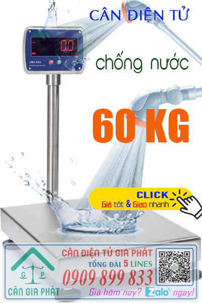 Cân điện tử 60kg inox chống nước - cân thủy sản chống nước