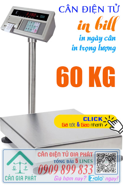 Cân điện tử 60kg in bill in hóa đơn in trọng lượng