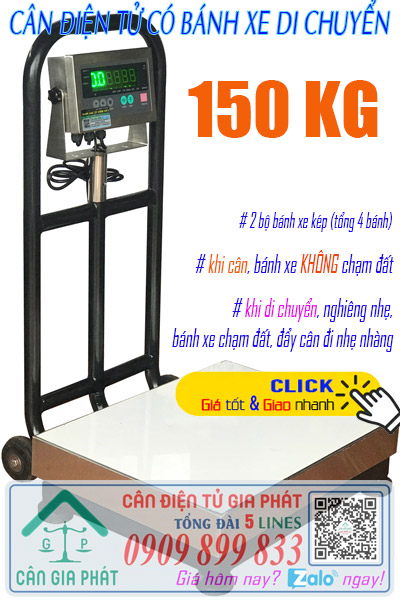 Cân điện tử 150kg có bánh xe di chuyển - cân 150kg có bánh xe