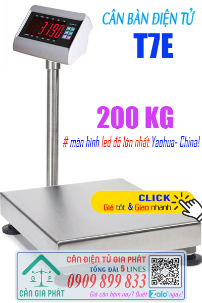 Cân bàn điện tử 200kg màn hình đỏ lớn nhất - cân điện tử T7E 200kg