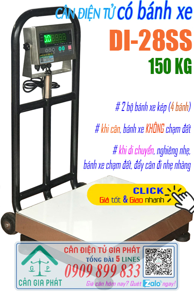 Cân điện tử 150kg có bánh xe - cân điện tử DI-28SS 150kg có bánh xe