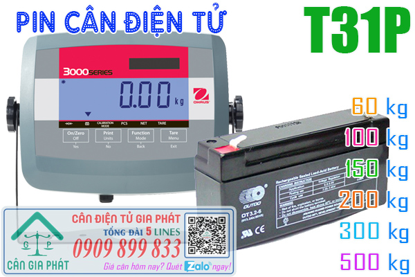 Pin cân điện tử Ohaus T31P 60kg 100kg 150kg 200kg 300kg 500kg