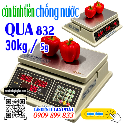 Cân tính tiền QUA 30kg chống nước bán thịt cá & hải sản