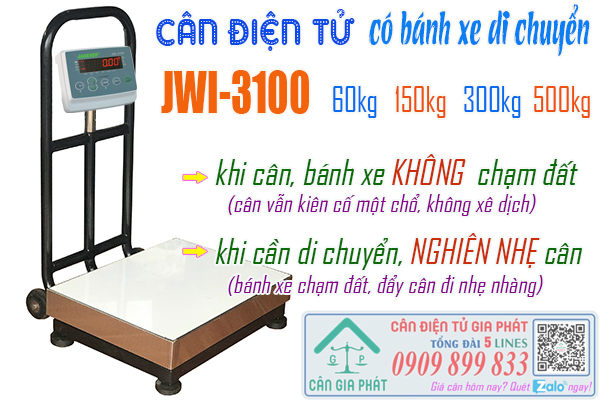 Cân điện tử JWI-3100 có bánh xe di chuyển 60kg 150kg 300kg 500kg