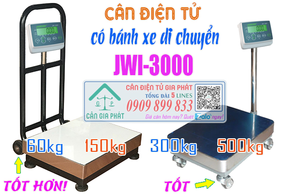 Mua cân bàn điện tử JWI-3000 có bánh xe 60kg 150kg 300kg 500kg