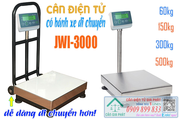 Cân điện tử JWI-3000 có bánh xe di chuyển 60kg 150kg 300kg 500kg
