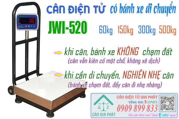 Cân điện tử JWI-520 có bánh xe di chuyển 60kg 150kg 300kg 500kg