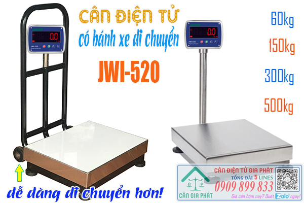 Cân điện tử JWI-520 có bánh xe di chuyển 60kg 150kg 300kg 500kg