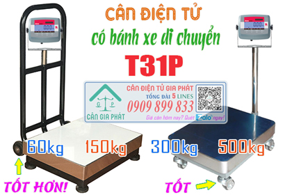 Cân điện tử Ohaus T31P 60kg 150kg 300kg 500kg có bánh xe di chuyển