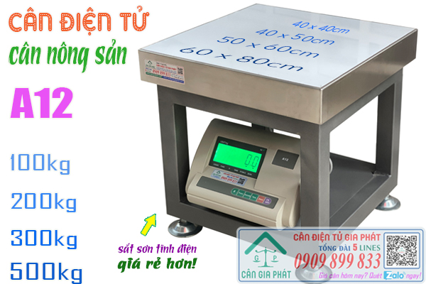 Cân điện tử A12 cân nông sản 100kg 200kg 300kg 500kg