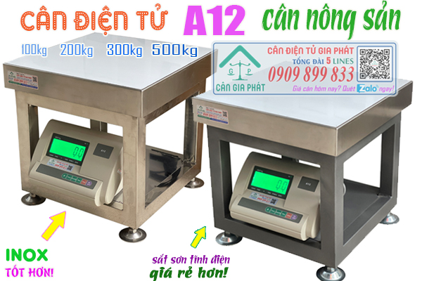 Cân điện tử inox A12 cân nông sản 100kg 200kg 300kg 500kg