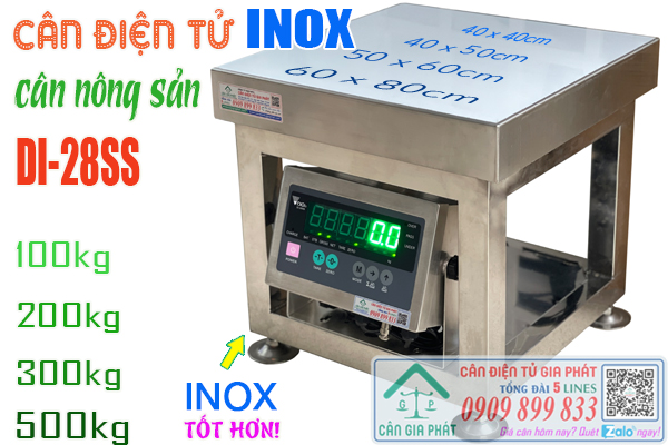 Cân điện tử inox DI-28SS cân nông sản 100kg 200kg 300kg 500kg