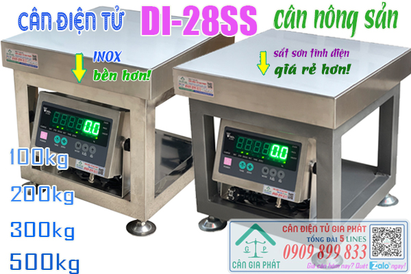 Cân điện tử inox DI-28SS cân nông sản 100kg 200kg 300kg 500kg