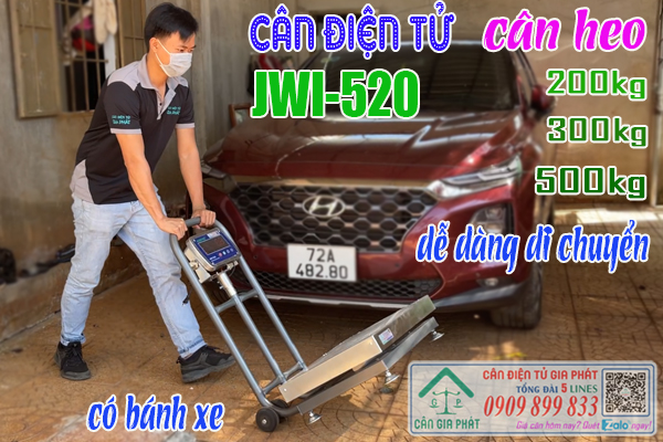 Cân heo điện tử JWI-520 200kg 300kg 500kg có bánh xe