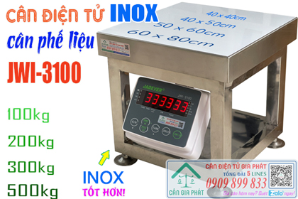 Cân điện tử inox JWI-3100 cân phế liệu 100kg 200kg 300kg 500kg