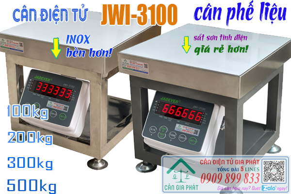 Cân điện tử JWI-3100 inox cân phế liệu 100kg 200kg 300kg 500kg