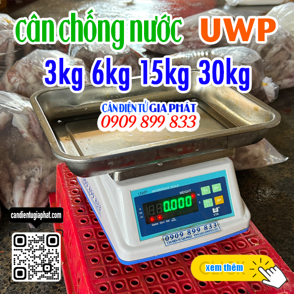 Cân chống nước UWP 3kg 6kg 15kg 30kg màn hình số xanh
