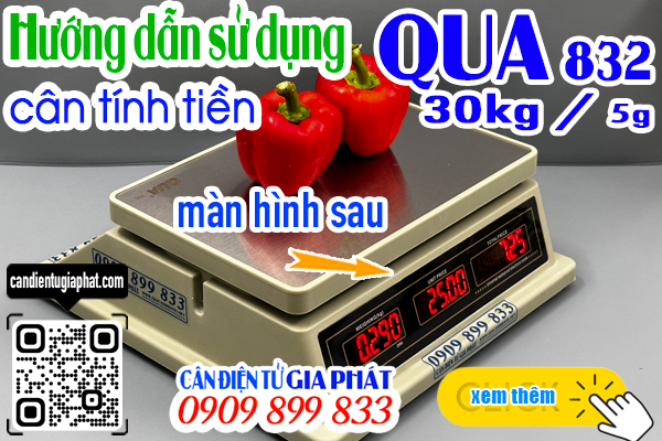 Cân điện tử tính tiền QUA 30kg có 2 màn hình số trước sau