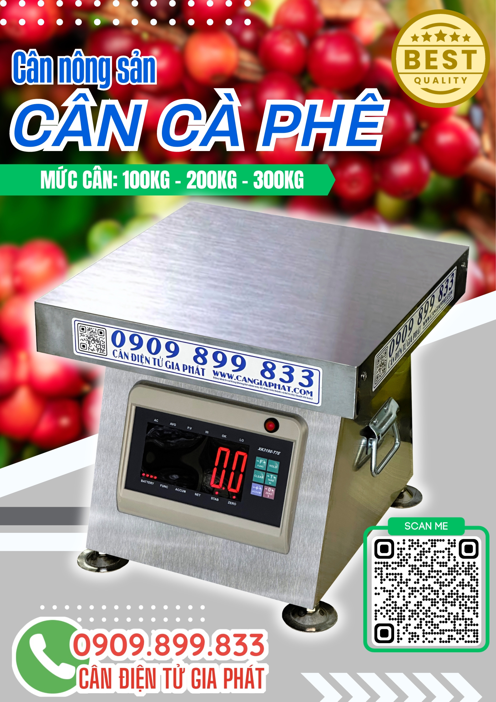 Cân điện tử cân cà phê ở ĐakLak - cân inox T7E 300kg