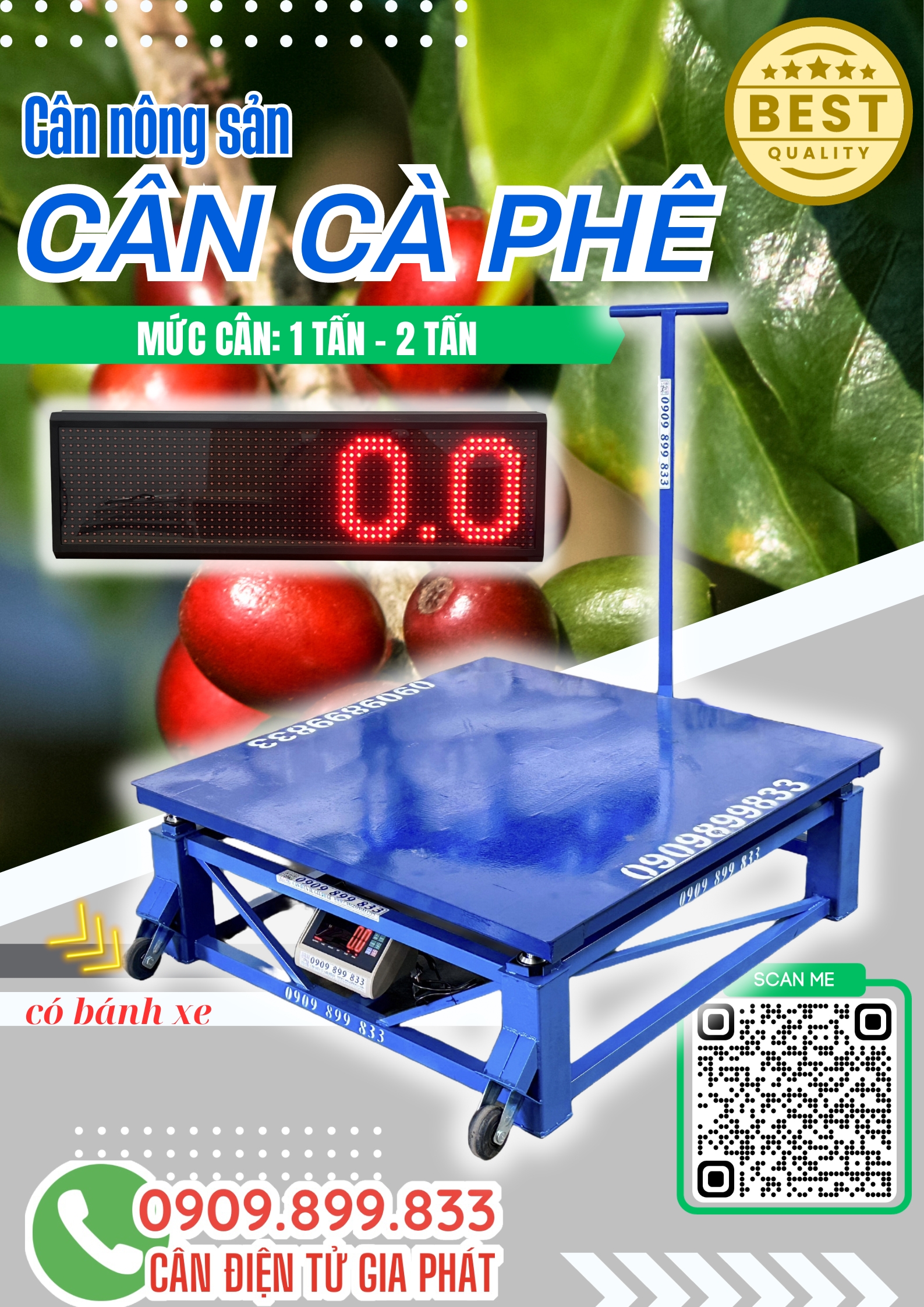 Cân điện tử cân cà phê ở Đak lak - cân sàn có bánh xe